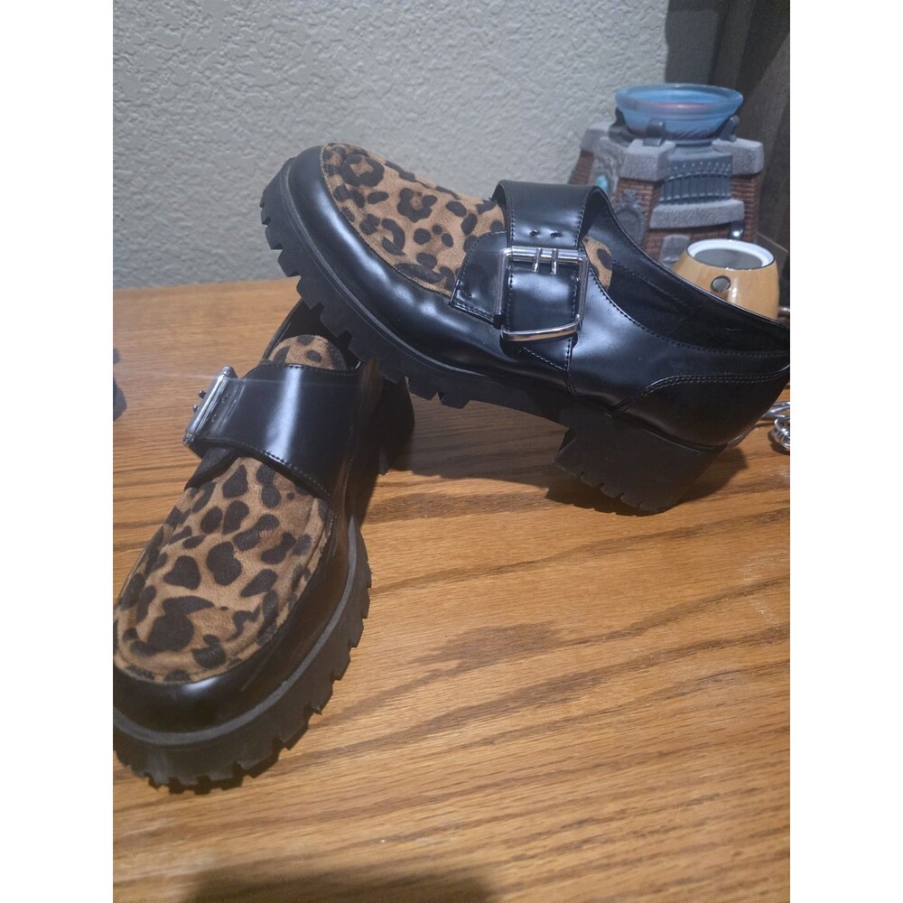 Marc Fisher Hazelton Leopard Print Leather Loafers Shoes Women's Size 7.5